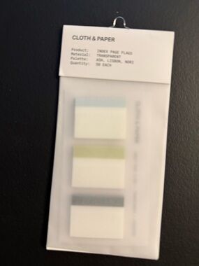 Cloth & Paper Index Page Flags - Black, Green and Light Blue